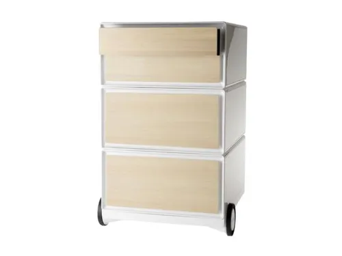 Verrijdbaar Ladeblok 642x390x436mm 4laden Romp Wit Front Beuken