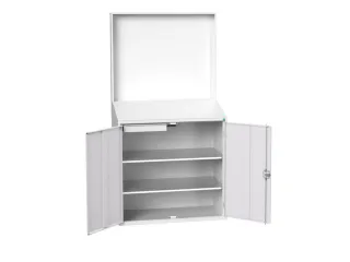 lessenaarkast achterwand 2000x1050x550mm 2 legbord/1lade RAL7035 - 1