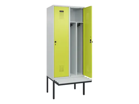 locker met bank,voor scheiding van kleding,HxBxD 2120x800x815mm,2vak