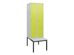 locker met bank,HxBxD 1950x600x815mm,2vak,vak B 300mm,cil.-slot