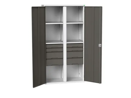 universele kast,HxBxD 2000x1050x550mm,4xStalen bodem,8lade(n)