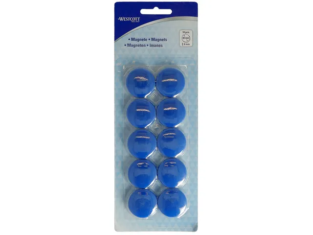 Aimant Westcott Ø 30x8mm 900g Bleu Set 10 pièces