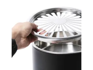 Afvalbak Rond Zwart Met Asbak 60cm - 3