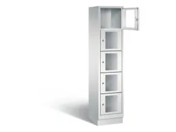 Lockerkast 1800x420x500mm 1x5 vakken Cilinderslot, Sokkel, RAL7035