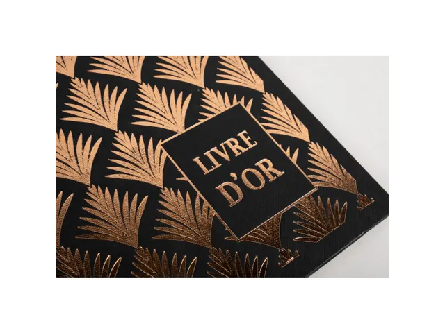 Livre d'or 140 pages tranche or - Format 21x19cm - PALMYRE - Noir palm