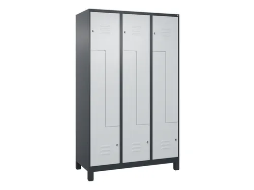 Z-garderobekast,HxBxD 1950x1200x500mm,vak B 200/400mm,cil.-slot,voeten
