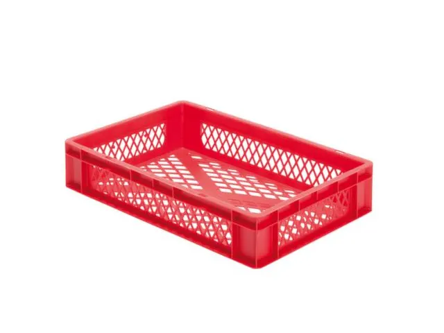 Euronorm-stapelbak 22l 120x600x400mm Wanden/bodem Opengewerkt Rood