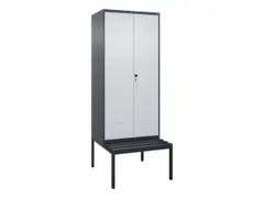 PBM-locker met bank,HxBxD 2120x800x815mm,2vak,vak B 400mm,draaigrendel