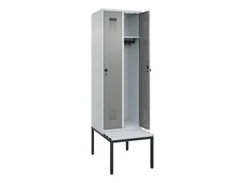 locker met bank,HxBxD 2120x600x815mm,2vak,vak B 300mm,draaigrendel