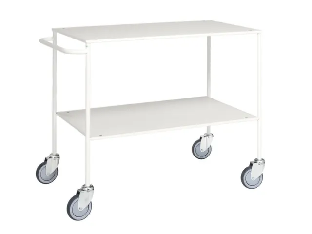 tafelwagen,draagverm. 150kg,2xstaalplaat,staaletage,wit,TPE-banden