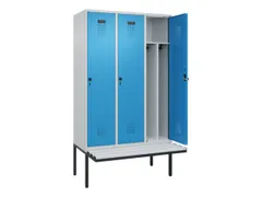 locker met bank,voor scheiding van kleding,HxBxD 2120x1200x815mm,3vak