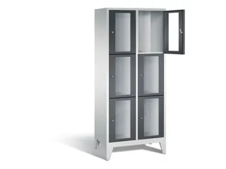 lockerkast 1850x810x500mm 2x3 vakken Cilinderslot Poten, RAL7021 - 1