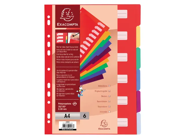 Tabbladen Exacompta A4 11-Gaats 6-Delig Assorti Pp