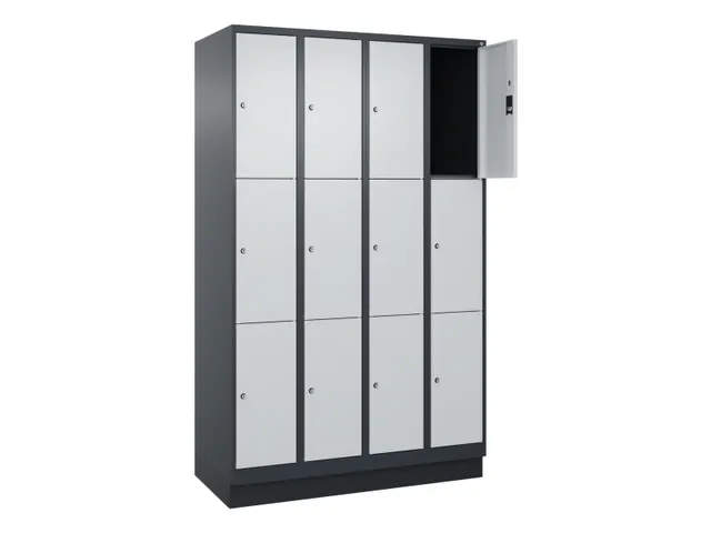 lockerkast,HxBxD 1950x1200x500mm,4x3vakken,vak B 300mm,cil.-slot
