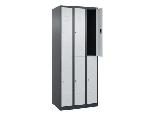 dubbeldekse locker,HxBxD 1850x750x500mm,3x2vak.,vak B 250mm,cil.-slot
