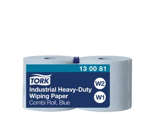 Poetspapier Tork Wiping Heavy-Duty W1/2 3-laags 119m blauw 130081 - 1