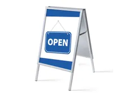 Stoepbord A1 complete set met print "OPEN" Blauw