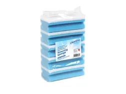 Schuurspons Cleaninq met greep 140x70x42mm blauw/wit 5 stuks