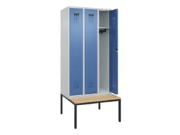 locker met bank,HxBxD 2120x900x815mm,3vak,vak B 300mm,cilinderslot