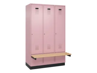 locker met bank,HxBxD 1950x1200x815mm,3vak,vak B 400mm,cilinderslot - 2