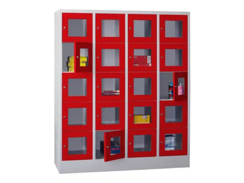 lockerkast,HxBxD 1850x1600x500mm,4x5vakken,RAL7035,front RAL3000