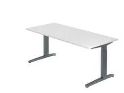 In hoogte verstelbaar bureau,HxBxD 680-850x1800x800mm,blad wit