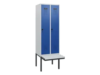 locker met bank,HxBxD 1950x600x815mm,2vak,vak B 300mm,draaigrendel - 2