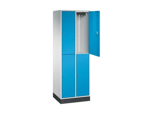 Dubbeldekse garderobekast,RAL 7035/RAL 5012,HxBxD 1950x620x500mm