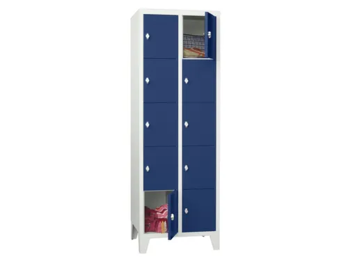 lockerkast,HxBxD 1850x600x500mm,2x5vakken,RAL7035,front RAL5010