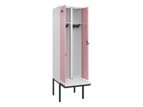 locker met bank,voor scheiding van kleding,HxBxD 2120x600x815mm,2vak
