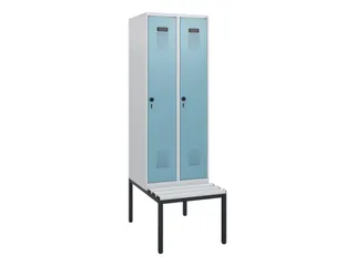 locker met bank,HxBxD 1950x600x815mm,2vak,vak B 300mm,draaigrendel - 2