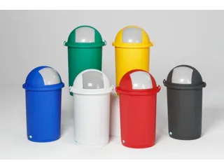 Afvalverzamelaar Kunststof 50 Liter HxØ 760x410mm Inworpklep Rood - 3