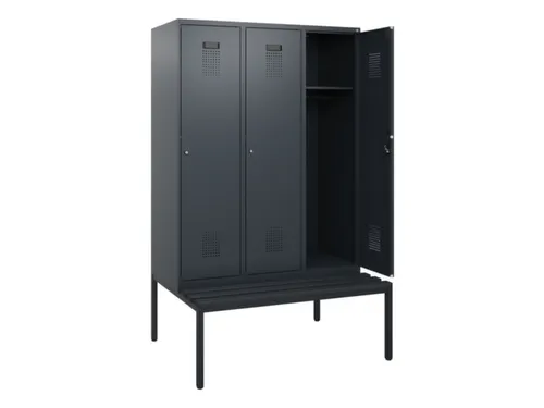 locker met bank,HxBxD 1950x1200x815mm,3vak,vak B 400mm,cilinderslot