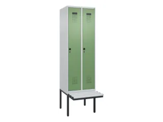 locker met bank,voor scheiding van kleding,HxBxD 2120x600x815mm,2vak - 2