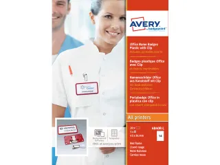 Naambadge Avery Office 43x81 20 x rood met clip - 3