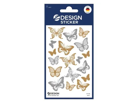 Foliesticker Z-design Gouden/ zilveren vlinders, pakje à 1 vel