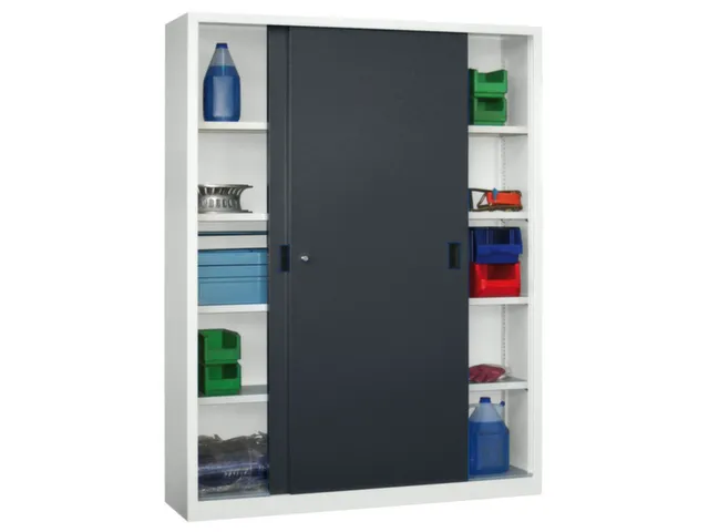 schuifdeurkast,HxBxD 1950x1500x500mm,RAL7035,front RAL7016