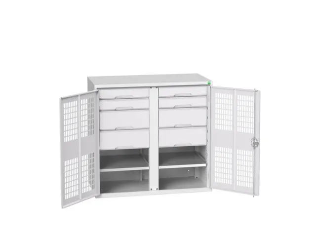 universele kast,HxBxD 1000x1050x550mm,2xStalen bodem,8lade(n)