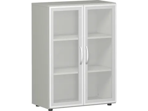 vitrinekast HxBxD 1104x800x420mm 2xhouten vloer 3OH RAL7035