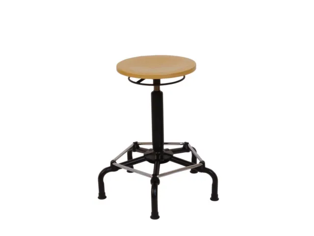 Draaikruk 550-740Mm Beuken Gasveer Zwart Voetkruis Staal Glijders