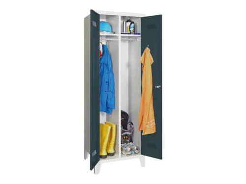 garderobekast,HxBxD 1850x600x500mm,2vak,RAL7035,front RAL7016