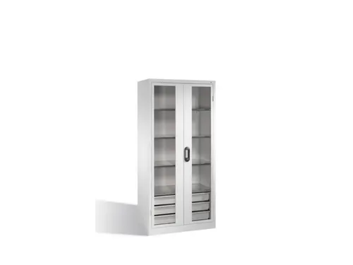 werkplaatskast,HxBxD 1950x930x500mm,3xStalen bodem,3lade(n),cil.-slot