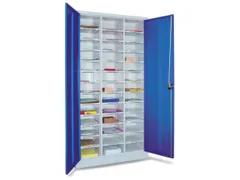 post-/sorteerkast,HxBxD 1950x1000x400mm,39vakken,RAL7035,front RAL5010