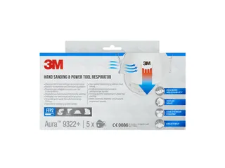 Stofmasker 3M Aura voor schuren 9322+ FFP2 met ventiel 5 stuks - 2
