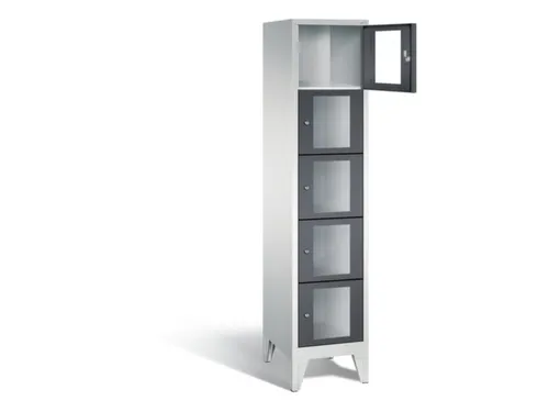 Lockerkast 1850x420x500mm 1x5 vakken Cilinderslot Poten, RAL7021
