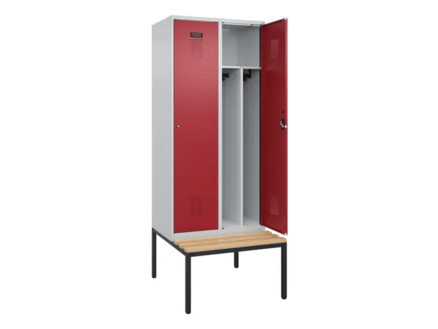 locker met bank,voor scheiding van kleding,HxBxD 2120x800x815mm,2vak