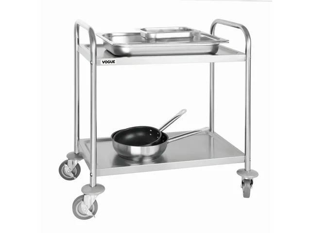 Serveerwagen Vogue RVS met 2 plateaus 128kg 82.5x71cm