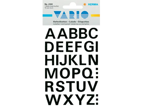 Etiket Herma 4163 15mm Letters A-Z Zwart Folie 36 stuks