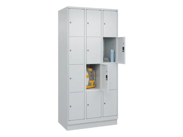 lockerkast,HxBxD 1950x900x500mm,3x4vakken,vak B 300mm,cil.-slot,sokkel