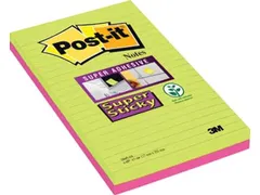 Memoblok 3M Post-it 5845 Super Sticky 127x203mm lijn assorti kleur 90